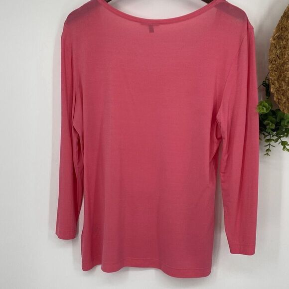 Escada Scoop Neck Long Sleeve Stretch Pullover Top Barbie Pink Size 40 Medium - Picture 5 of 12